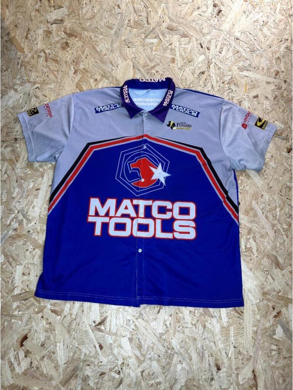 Matco Tools David Powers Motorsports Racing Crew Shirt Mens 3XL Blue Grey NHRA